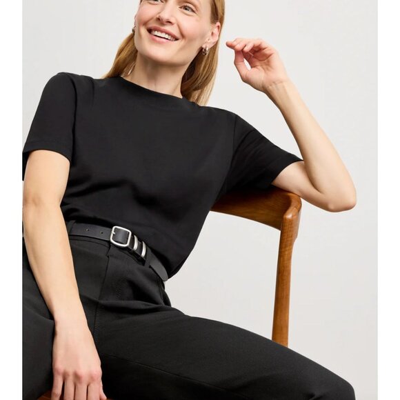 MM Lafleur The Leslie Classic T-Shirt - Organic Pima Cotton Black Size Small - Picture 1 of 7